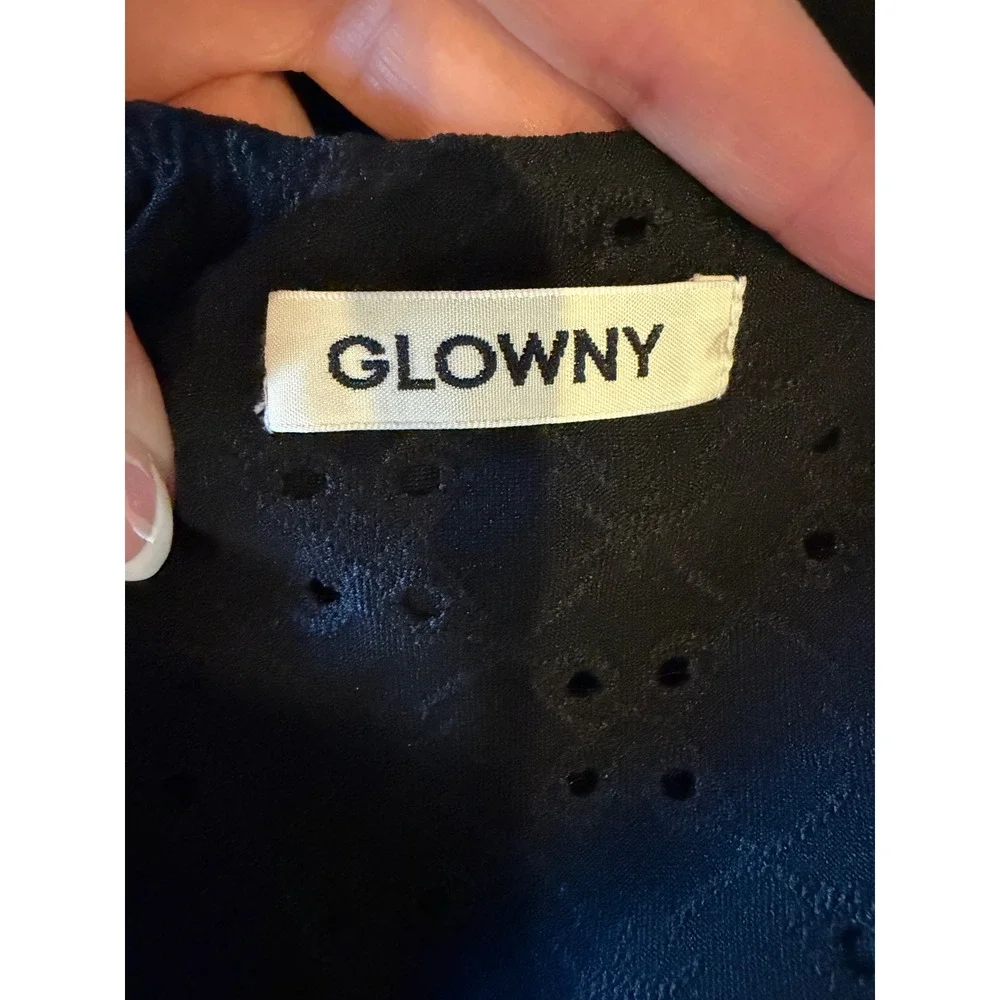GLOWNY Devon Eyelet Maxi Skirt Women Small Black Ruched Slit Whimsigoth Y2K